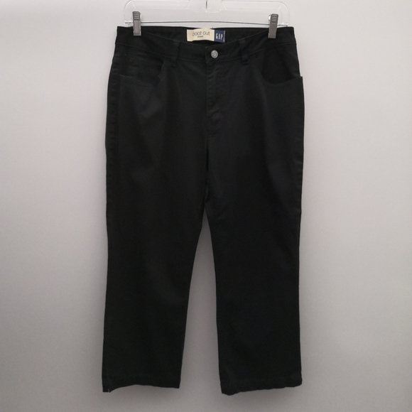 Vintage Gap Black Crop Boot Cut Stretch Pants Western Work Preppy Goth - Picture 1 of 6
